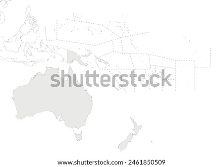 Blank Political Oceania Map vector illustration isolated in white background. Editable and clearly labeled layers.