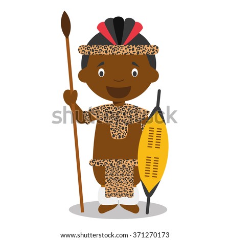 Character From South Africa. Zulu Boy Dressed In The Traditional Way Of ...