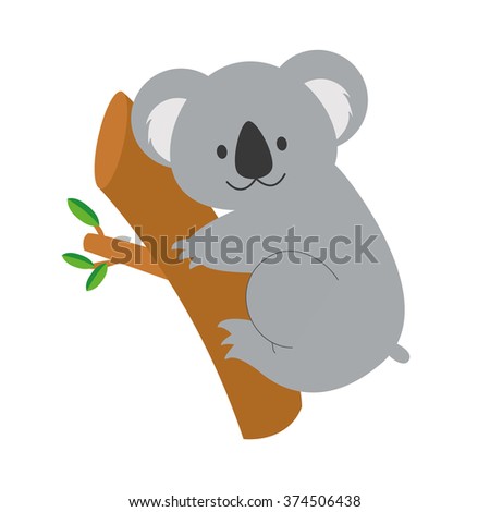 Cute Cartoon Koala Vector Illustration - 374506438 : Shutterstock