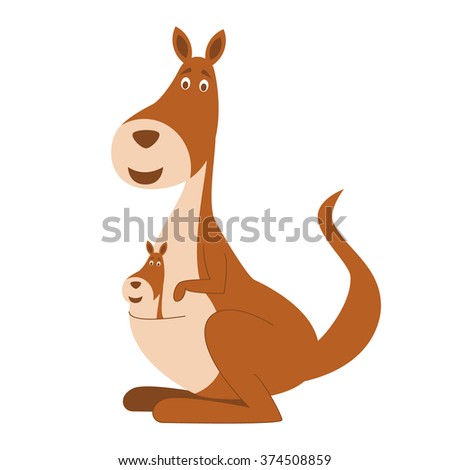 Cute Cartoon Kangaroo Vector Illustration - 374508859 : Shutterstock