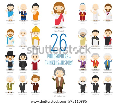 Kids Vector Characters Collection: Set of 26 Great Philosophers and Thinkers of History in cartoon style.