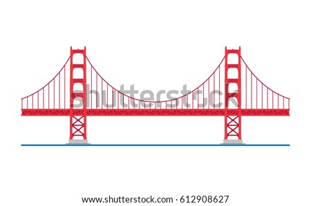 Golden Gate Bridge, San Francisco, USA. Isolated on white background vector illustration.