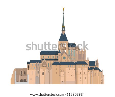 Mount Saint Michel, France. Isolated on white background vector illustration.