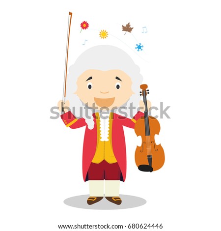 Antonio Vivaldi cartoon character. Vector Illustration. Kids History Collection.