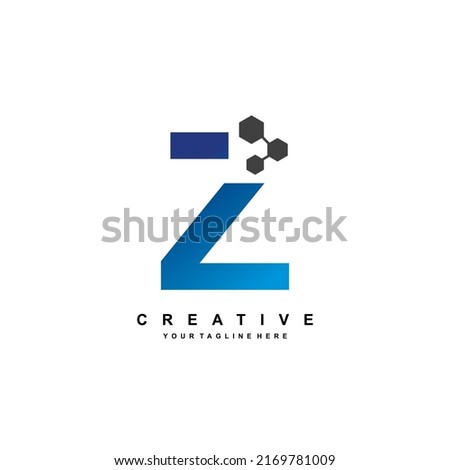 Letter Z logo design with elegant and luxurious style. Blue Geometric Shape with Hexagon Pixel Points. suitable for Business Logo, Technology, company. Logo Template Elements. initial Z letter logo.