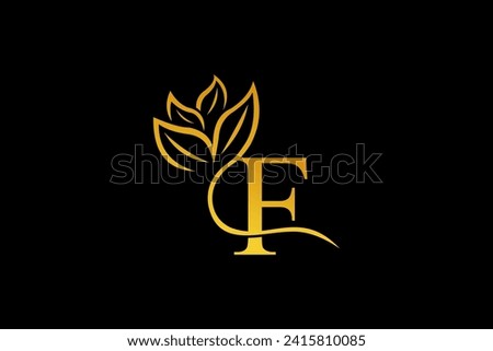 letter F logo design with luxurious gold and elegant floral ornaments. monogram F. icon F flourish. logo for business, company, boutique, salon, beauty, restaurant, brand, etc