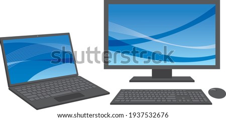 Illustration of laptop and large screen display