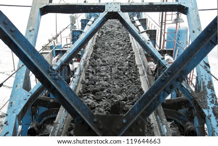 Excavator, coal loading, conveyor