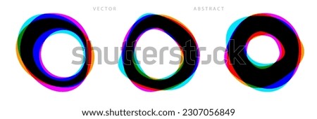 Set of Colorful Asymmetric Graphic Elements Isolated on White Background. Subtractive Color Mixing. EPS 10 Vector. 