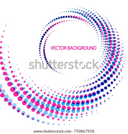 Geometric Background of Spiral Dots with Duo Tone Effect. Colorful Vector Illustration. 