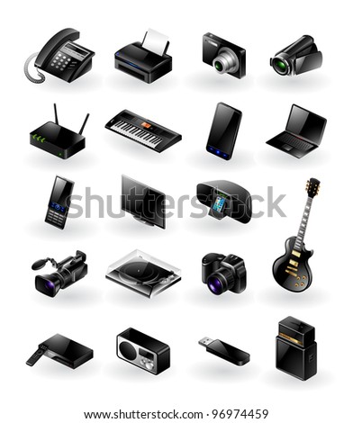 Mixed vector icon set - electronics in various categories