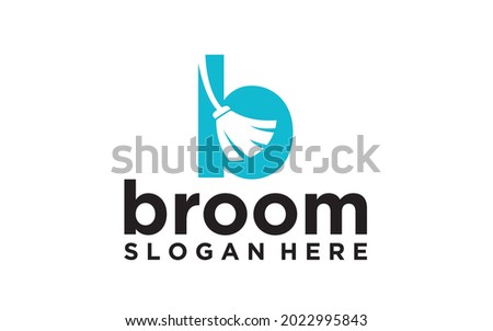 B initial with broom vector logo designs