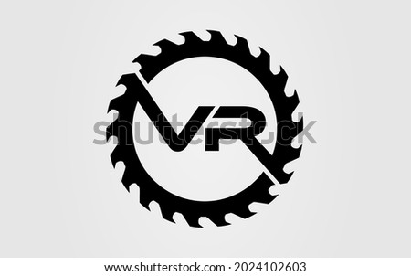 Logo initial v, r with circle saw icon template vector