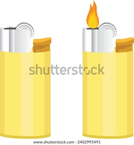 gaslighter, fire and lighter. vector illustration. smoke gaslighter