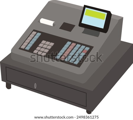 cash register, indoor payment point, cash. market safe. cashier. shopping receipt.