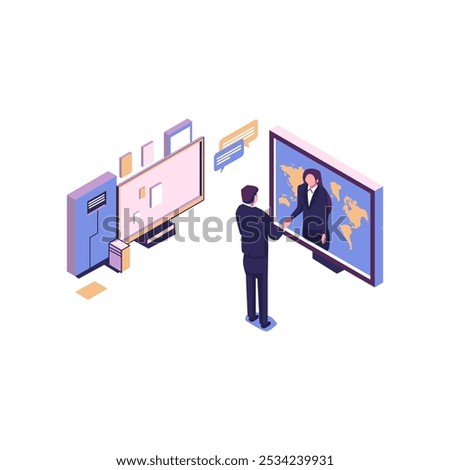 News isometric in 3d style. Technology concept. Internet network concept. 3d illustration.