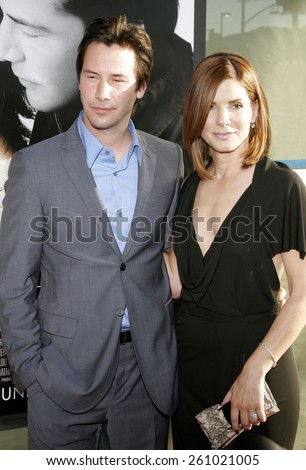 June 12, 2006. Keanu Reeves and Sandra Bullock attend the Los Angeles Premiere of \