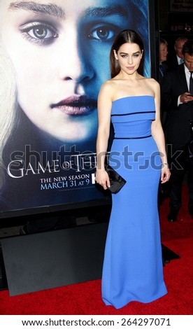 Emilia Clarke at the HBO\'s third season premiere of \