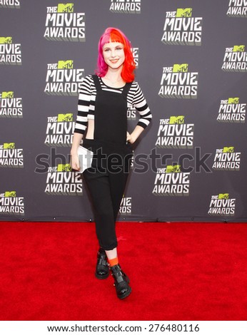 Hayley Williams at the 2013 MTV Movie Awards held at the Sony Pictures Studios in Los Angeles, United States, 140413.