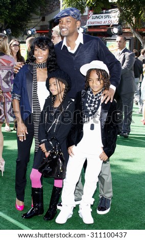 Jada Pinkett Smith, Will Smith, Willow Smith and Jaden Smith at the Los Angeles premiere of \'Madagascar: Escape 2 Africa\' held at the Mann Village Theater in Westwood, USA on October 26, 2008.