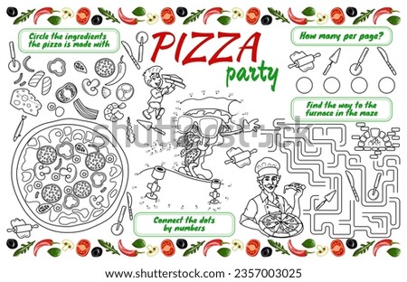 Festive placemat for children with tasks. Printable activity sheet 