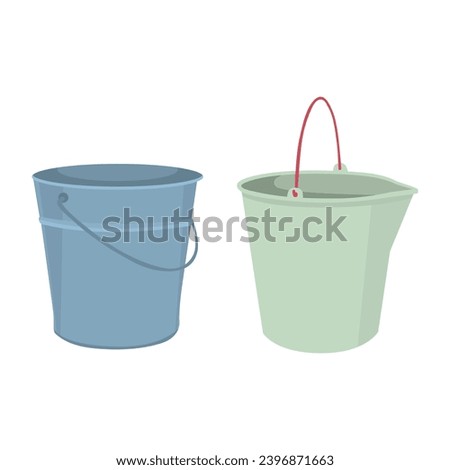 Buckets set. Flat vector illustration