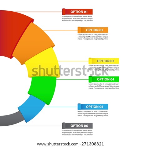 Vector Infographic of Sales or Conversion Funnel, consisting of 6 bright parts, isolated on white.