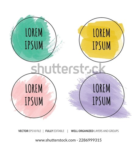 Set of watercolor brush button. Spots on a white background. Watercolor texture with brush strokes. Round, rectangle, spot.  Vector. Isolated.
