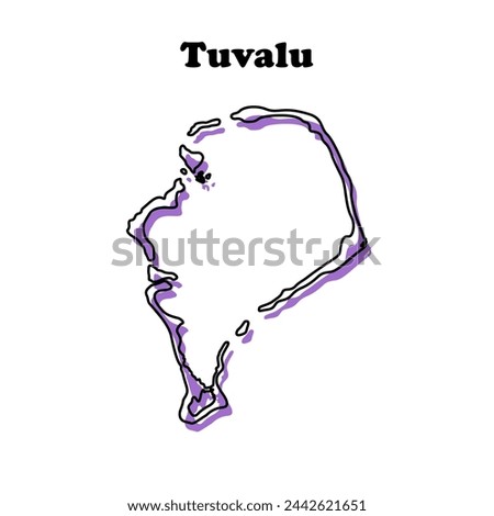 Stylized simple red outline map of Tuvalu