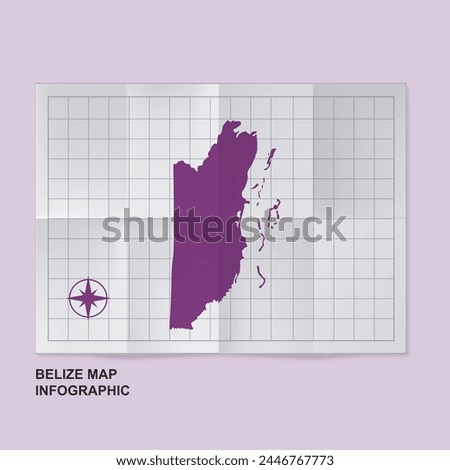 Belize map country in folded grid paper