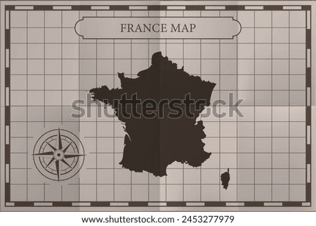 France old classic map. Vintage antique style.