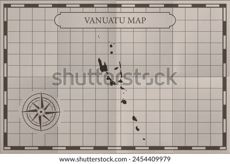 Vanuatu old classic country map. Vintage antique map paper style.
