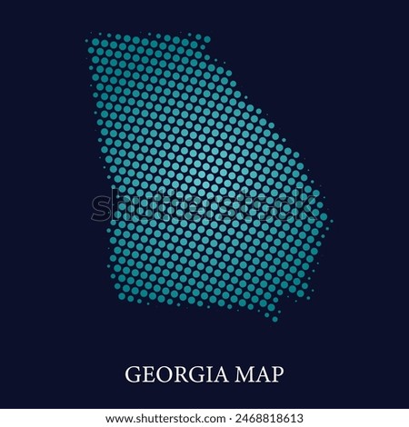 Modern halftone dot effect on dark background with map of Georgia