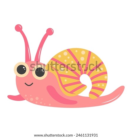 Cute snail. Cartoon character. Marine life. Sea animal isolated on white background.