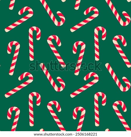 Candy cane seamless pattern. Merry Christmas and Happy New Year design. Good for wrapping paper, background, fabric.