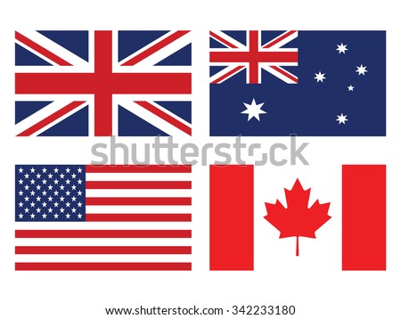 Flag Set: United States Of America , United Kingdom , Canada And ...