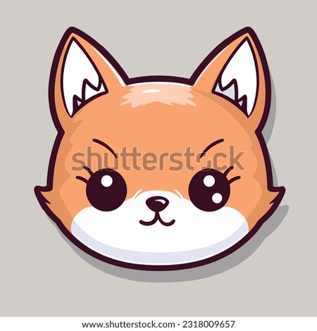 Cute fox face illustration fox face kawaii chibi vector drawing style fax face cartoon