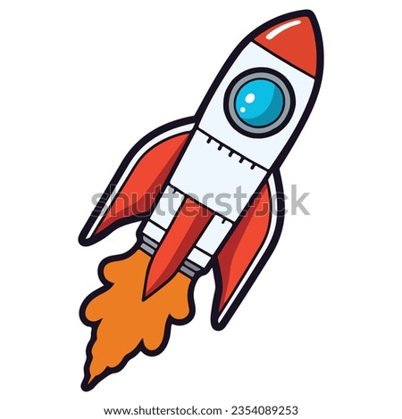 Rocket is firing up beautifully in a white background, rocket taking off - illustration