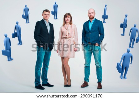 group of people in business suits on white background