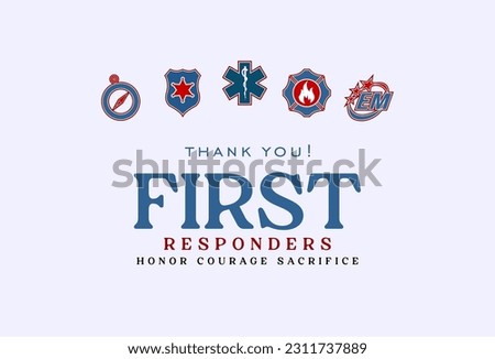 National First Responders Day Holiday concept. Template for background, banner, card, poster, t-shirt with text inscription