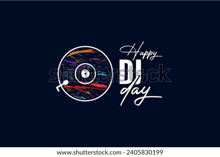 National DJ Day Holiday concept. Template for background, banner, card, poster, t-shirt with text inscription