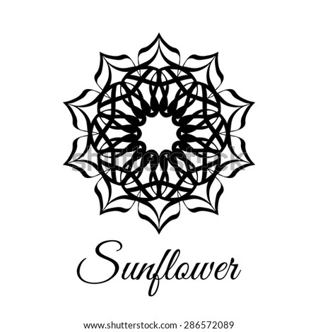 Lace classic calligraphy copperplate circle flower sunflower logo, pattern