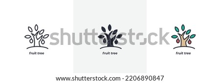 fruit tree icon. Line, solid and filled outline colorful version, outline and filled vector sign. Idea Symbol, logo illustration. Vector graphics