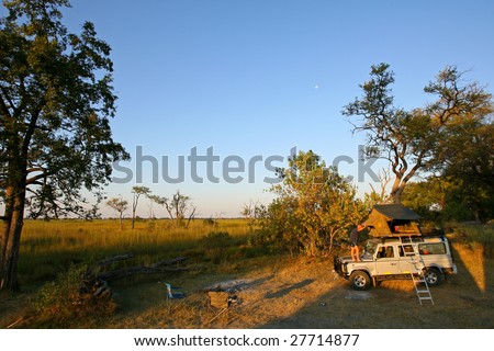 Setting up camp in the Moremi game reserve