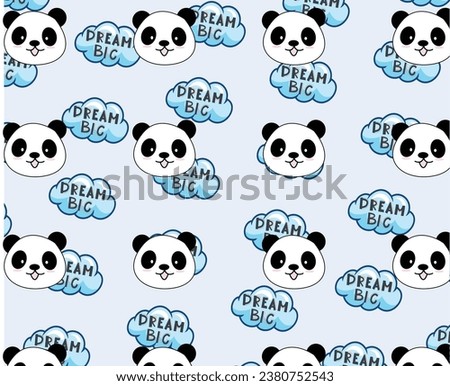 Dream big panda print with clouds