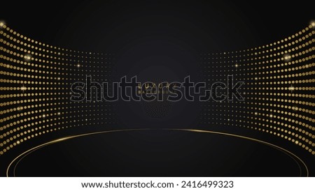 luxury glowing gold lighting on black background with lighting effect and sparkle. Luxury, premium, podium award vector design style