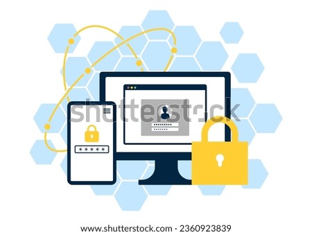 Conceptual illustration of two-factor authentication (two-step authentication), security management, password verification screen.