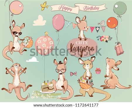 Se with Little kangaroo and balloons