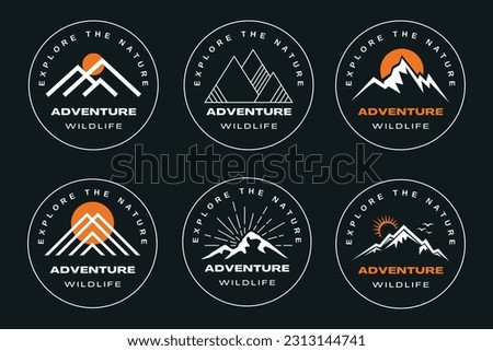 Set of vector mountain and outdoor adventure logos.