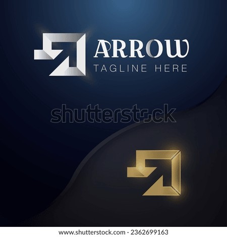 Arrow Up Square Shape with Negative Space Logo 